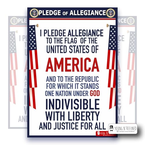 XXXL Learning Pledge of Allegiance chart Plastic poster for classroom clear teaching tool for schools Young N Refined (42x60)