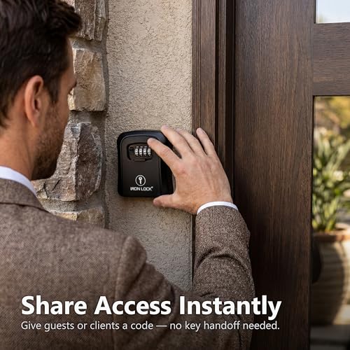 Iron Lock® Medium Wall Mount Combination Key Lock Box, Outdoor (Black)