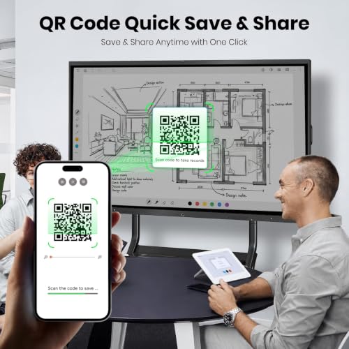 55'' 4K UHD Smart Board, Interactive Digital Whiteboard, 20-Point Touchscreen, All-in-One Electronic Whiteboard for Office Classroom Home Business