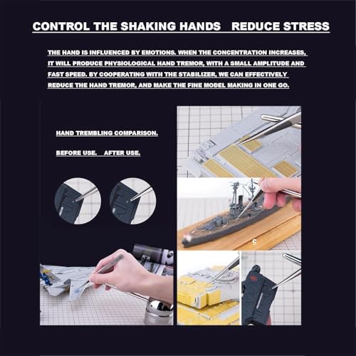 OSPSHPG Model Making Hand Stabilizer, Handheld Modeling Tool Stabilizer, Stainless Steel Design, Rotate Horizontally 360°, Vertically 210°, Effectively Reducing Hand Tremor