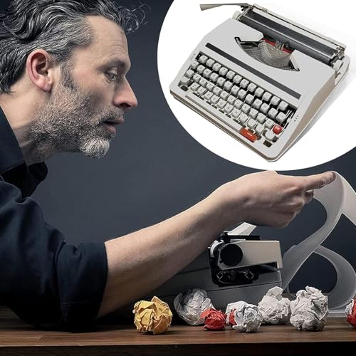 Jiangtaom Manual Typewriter, Classic Portable Manual Typewriter, Easy to Use Machinery Typewriter, Great Gifts(White)