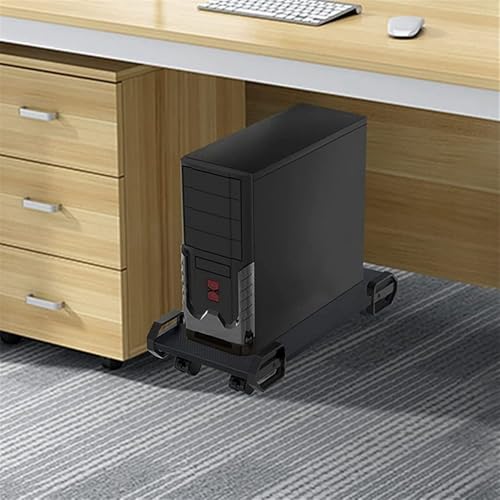 VHDY85KA Office CPU Stand, Floor PC Tower Stand, Desktop PC Host Holder Under Desk for Home Office, Black Accessories
