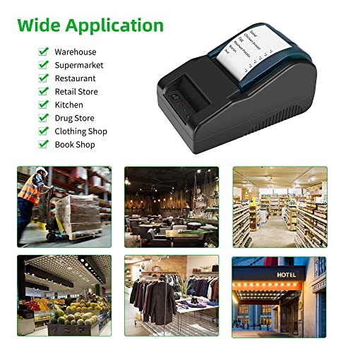 WERTGHJ 58mm Thermal Receipt Printer Bill Ticket High Speed POS Support Cash Drawer Compatible ESC/POS Print