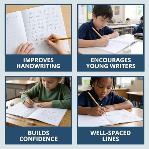 ROARING SPRING Primary Composition Book, Handwriting Notebook for Kids (K - 3rd Grade), Grade 3 Ruled, 3/8" Skip-Line Manuscript Paper, Flexible Cover, 9.75" x 7.5", 50 Sheets/100 Pages, 12 Pack