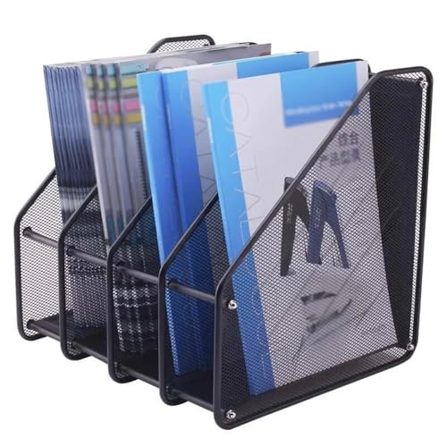 File Rack Metal Office File Frame Multi-Layer Document Holder Archival Storage Box Vertical Organizer Letter Trays(Small)
