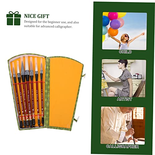 Chinese Calligraphy Brush Kanji Drawing Brush Beginner Students，1 Set Writing Brush China Set Travel Accessories Ink Pen Set Wooden Japanese Painting Brush Sumi Painting Brushes Practicing Paint Brush