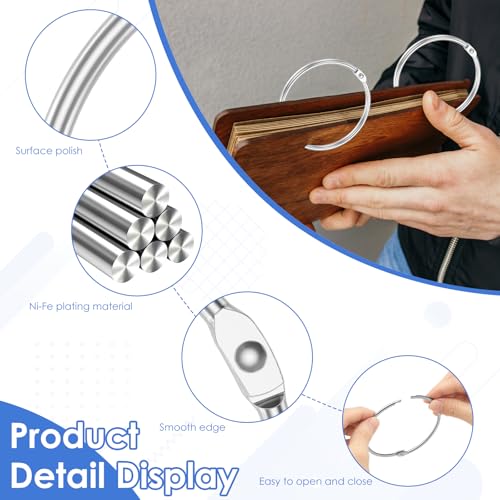 100Pack Binder Rings 3 Inch Large Metal Nickel Plated Rings for Index Cards