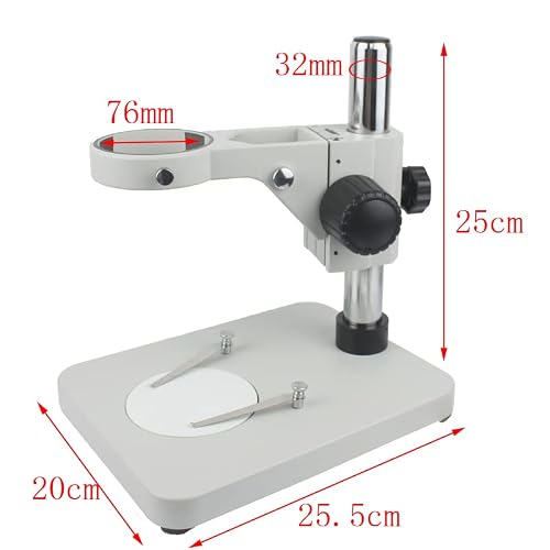 Microscope Accessories Kit Large Size Universal Stereo Microscope Table Stand Focusing Rack 76mm Diameter Holder for Binocular Trinocular Microscopio arm Microscope Slides(8)