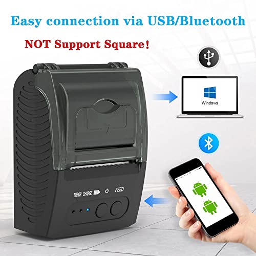 WERTGHJ Thermal Receipt Printer 58mm Portable Mini POS Compatible Android iOS Mobile Phone Windows