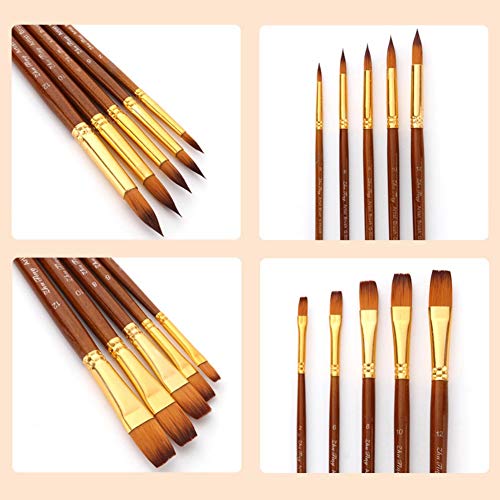 UOHLCX HBJWOV 5 Pcs Pointed Flat Oblique Top Drawing Brush Acrylic Watercolor Oil Painting Pen(01)
