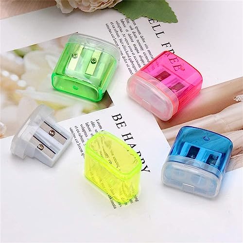 NSUQOA 4pcs Pencil Sharpeners Small Manual Hole with Lid Sharpener Bulk Cute 4 Color for School Home
