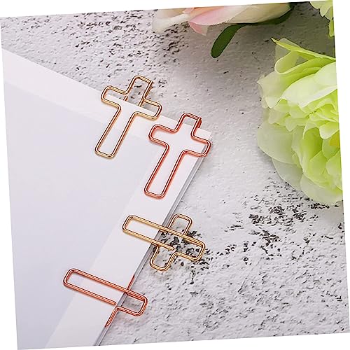 240 Pcs Paper Clips for Office Bible Clips Desk Accessories Cross Pin Office Accessories Bible Shaped Pin Colorful File Folders Gold Decor Journaling Paper Clips Small Pin Metal (Rose Goldx