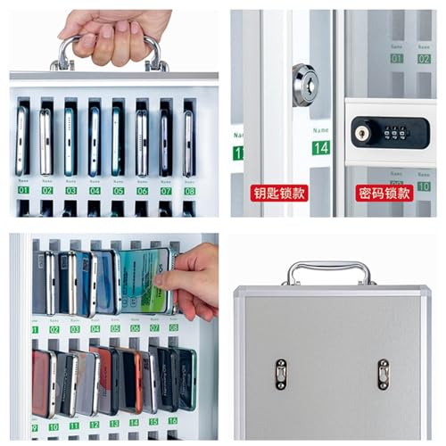 Aluminum Alloy Cell Phone Locker Box, Large Capacity Cell Phone Jail for Classroom Exam ，cell Phone Storage Cabinet Pocket Chart with Handle and Security Lock，employees Phone Safe ，for Office Gyms