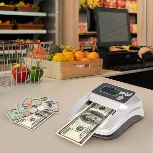 Money Counter Machine with Value Count, Dollar Bill Detector with 5 Anti‑Counterfeit Detection, Compact Currency Counter for Bank Retail Store Shops Restaurants