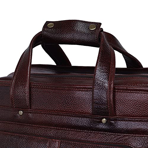 Full Grain Leather 16 Inch Briefcases Laptop Shoulder Bags for Men and Women Leather Business Travel Work Bag (Brown)