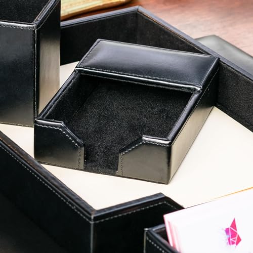 Dacasso Black Bonded Leather 4" x 6" Memo/Note Holder for Desktop or Boardroom - Executive Decor & Office Organization Essential