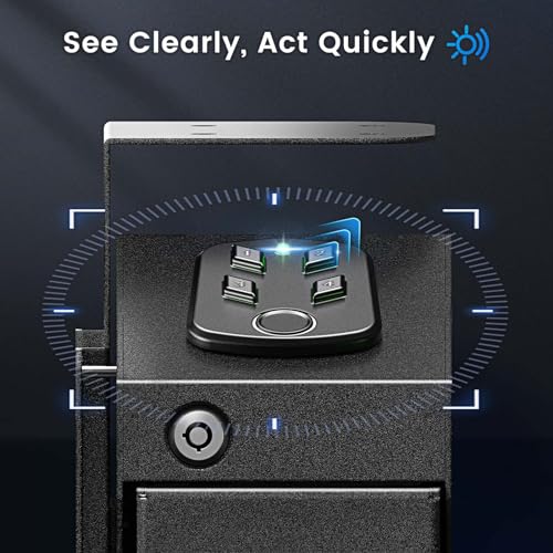 ADIMO Gun Safe for Handgun, Biometric Pistol Safe Fingerprint Quick Access Drop Down Single Mount Gun Safe with Keypad Lock and Key Lock, for Nightstand Wall Mount Bedside Desk Vehicle Bed