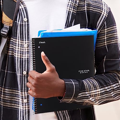 Five Star Spiral Notebook + Study App, 2 Pack, 3 Subject, College Ruled Paper, 8-1/2" x 11", 150 Sheets, Fights Ink Bleed, Water Resistant Cover, Black, Green (820191)