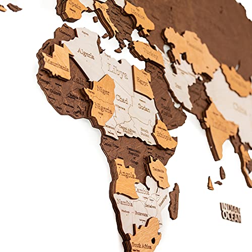 Woodvio 3D Wooden World Map, Decorative Wall Art for Home and Office Décor - size Medium (47" x 25")
