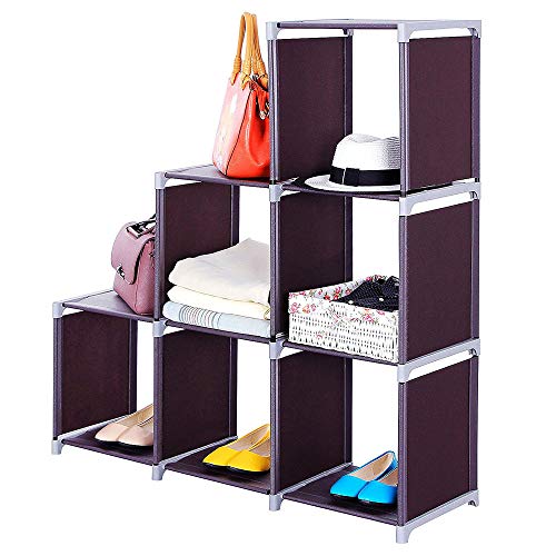 samanoya Storage Cubes Organizer,Decorative 9-Cubes Modular Cabinet,DIY Stackable Shelves Multifunctional Modular Bookcase Closet Cabinet for Bedroom, Living Room, Office (3 Tier 6 Cube)