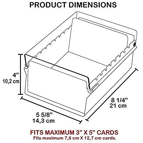 Acrimet 3 x 5 Card File Holder Organizer Box Metal Base Heavy Duty (AZ Index Cards and Divider Included) (Green Color with Clear Crystal Plastic Lid Cover)