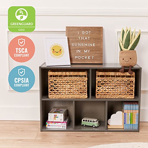ECR4Kids Streamline 5-Compartment Storage Cabinet, 24in High, Grey Wash