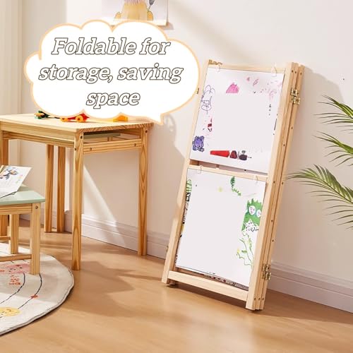 HACHJWRT Solid Wood Display Stand, Double-Sided Poster Display Rack, Picture Board for Photos, Paintings, Art Display, Calligraphy(Small)