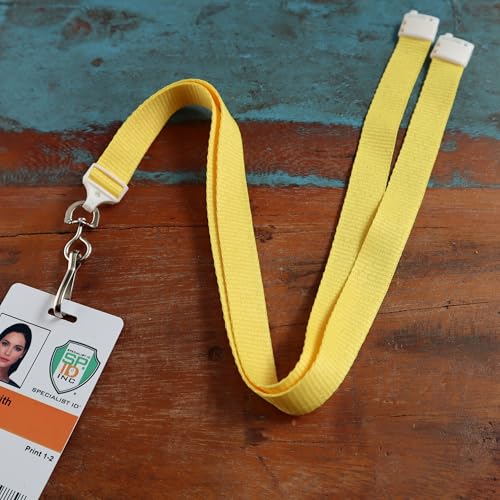 Specialist ID Bulk 100 Pack - Wide Lanyard with Breakaway Clasp and Swivel Metal Hook - Premium 5/8 Inch Neck Strap Name Badge and Key Card Holder for School, Cruise, Travel and More (Yellow)