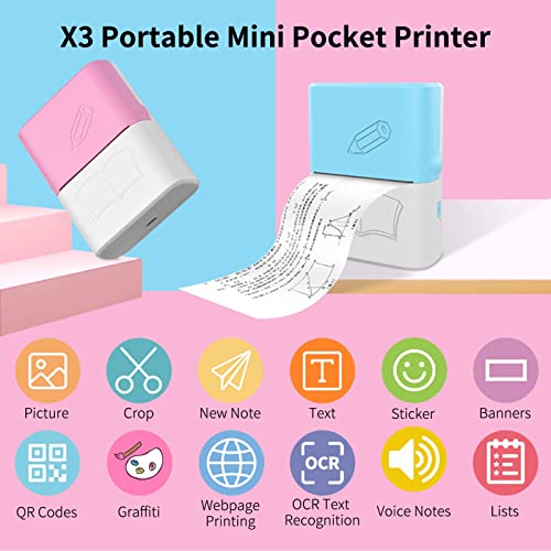 HBCDAAQ Mini Wrong Question Printer Portable Pocket Thermal Printer Photo Text Web Printer Inkless Printing(Blue)