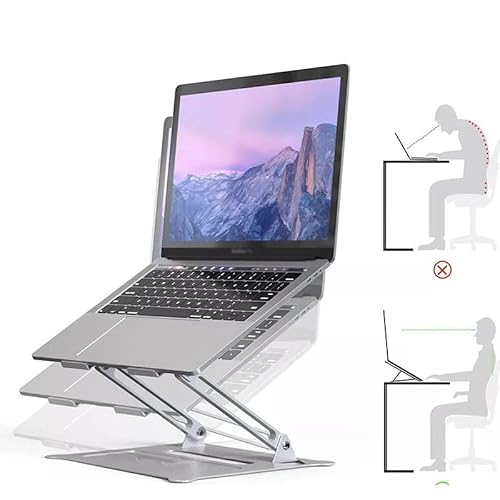 QERTYHJK Laptop Stand Aluminium Adjustable Portable Table Vertical Foldable Flexible Holder