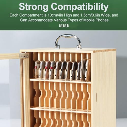 WLYMQFC Cell Phone Storage Box, 24/36/48/60 Slots Wooden Cell Phone Storage Box Classroom Pocket Chart, Wooden Cell Phone Storage Cabinet for Classroom Offices School Employees,30x21x22cm/12x8x9in