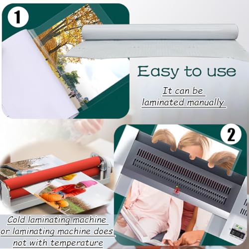 INTSUPERMAI Cold Laminating Film Glossy Self-Adhesive Lamination Vinyl Roll Film Cold Lamination Roll for Photo Picture Laminating and Protection 164ft Length 2 Mil (50in/1.27m Width)