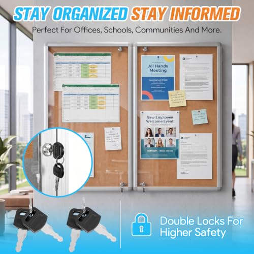 47.2" x 35.6" Enclosed Outdoor Bulletin Board, Lockable Notice Board