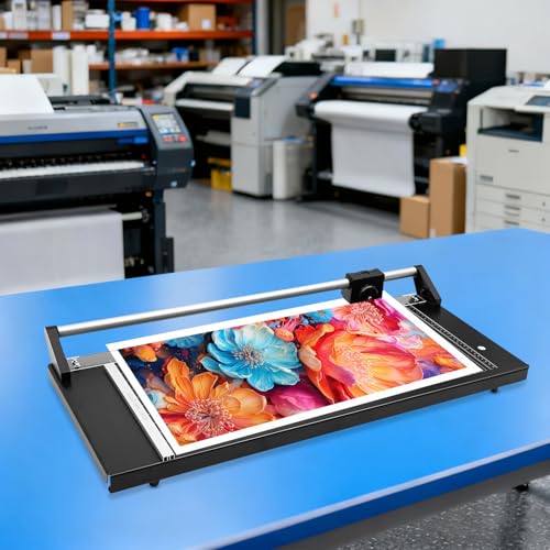 Florchest 24-inch Paper Cutter Trimmer,Tabletop Manual Precision Rotary Paper Cutter with 2Blades and Blade Changing Tool,0-60°Cutting Angle Photo Trimmer for Cardstock Posters Studio Office Use