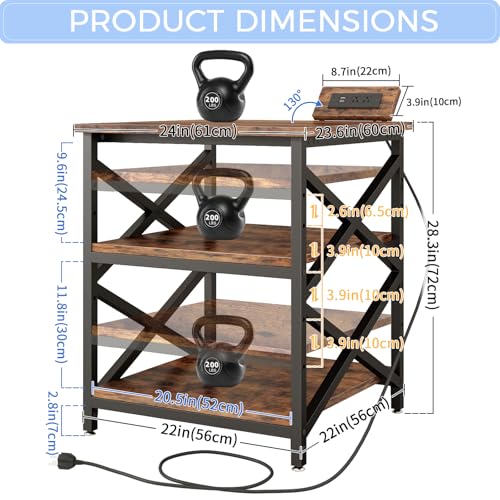 METYERRY 24"x23.6" Large Printer Stand with Power Outlet, 3 Tier Cart