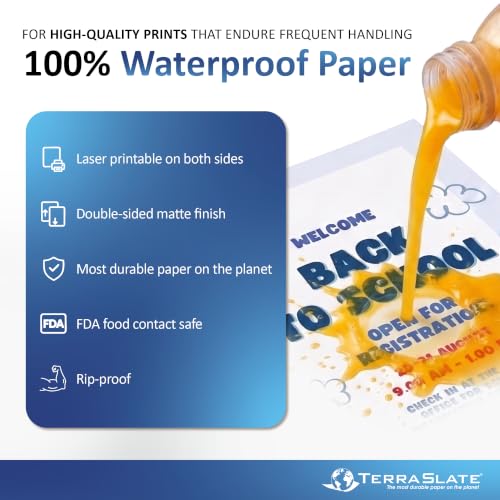 TerraSlate Paper 5 Mil 8.5" x 14" Waterproof Laser Printer/Copy Paper 50 Sheets