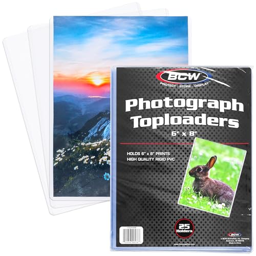 BCW 6x8 Photo Topload Holders for Photos and Postcards, Clear, 25 Count