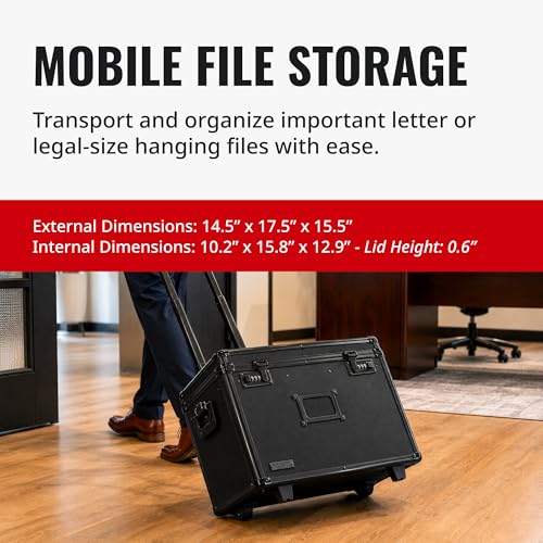 Vaultz Locking Mobile File Chest, Letter/Legal Size Storage Box, Black