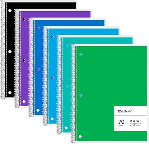 Bilinny - Spiral Notebook 96 Pack of 48 Bright & 48 Pastel Colors, 1 Subject, College Ruled, Notebooks for School - 8 X 10.5 Inch - 70 Sheets (96 Pack)