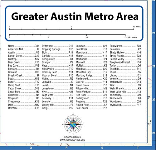 Topographics Austin Metro Area Laminated Street Map (42" x 47")
