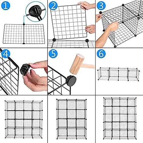 16 Cube Wire Storage Shelves, Multifunction Cube Shelves for Books File Rack Toys Towels, Space Saving Metal Mesh Mesh Storage Rack for Home Office Storage Rack School Daily b