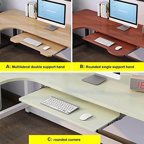 Computer Desk Keyboard Tray Shelf - Under Desk Sliding, Wooden Desk Extender Tray 54/60/70 Cm, With Slide, Pull Out Keyboard Platforms Keyboard Drawer Height Adjustable.C-black-60*30 cm(24*12 Inch)
