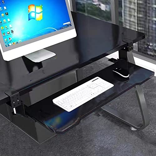 FKHFTI Under Desk Keyboard Drawer, 30"(75cm) Keyboard Tray Ergonomic, Adjustable Keyboard Pull Out Platform,Slide-Out Stand with C Clamp (Black 75 * 26cm/30 * 10inch)