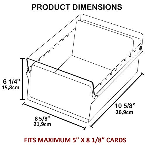 Acrimet 5 X 8 Card File Holder Organizer Box Metal Base Heavy Duty (AZ Index Cards and Divider Included) (White Color with Clear Crystal Plastic Lid Cover)