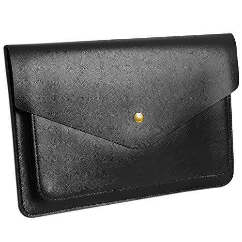 Benfan Leather Laptop Sleeve Compatible with New 15 inch MacBook Air 15 A3114 M3, Surface Laptop 15, Surface Book 13.5 Color Black