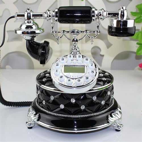 Vintage Corded Landline Phone,Antique Telephone,Old Fashion Desk with Push Button/LCD Display/Mechanical Ringtone/Electronic Ringtone/Redial/Hands-Free