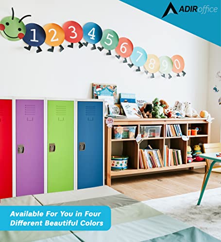 AdirOffice Kids Steel Metal Storage Locker - for Home & School - with Key & Hanging Rods (48 in, Green)