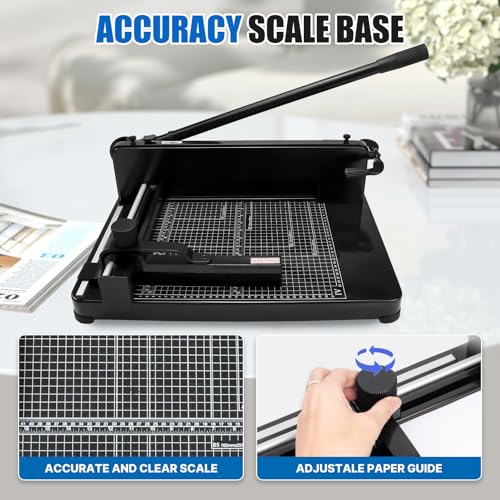 Heavy Duty Paper Cutter for A4 Paper,12'' 400 Sheets Capacity Guillotine Paper Cutter,Solid Steel Construction Stack Paper Trimmer for Office,Commercial Use,Double Safety Protection,Black (A4 12 Inch)