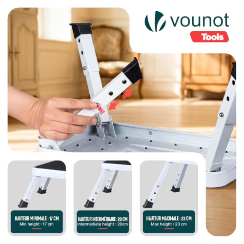 VOUNOT® Folding Step Stool Metal with Anti-Slip Platform, 3-Level Height Adjustable Half-Step Stool 150kg Capacity Portable for Camping, Kitchen, Bathroom, Office Home & Garage