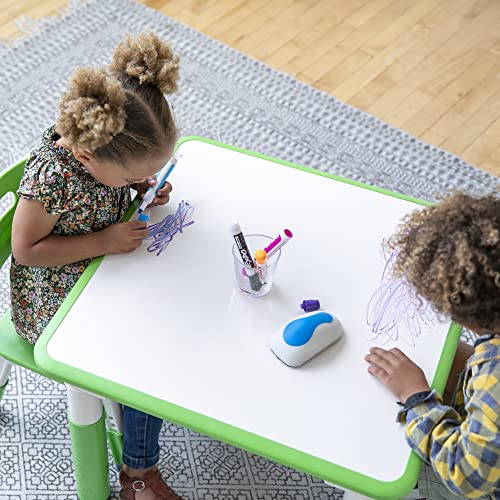 ECR4Kids Dry-Erase Square Activity Table with 2 Chairs, Adjustable, Kids Furniture, Grassy Green, 3-Piece